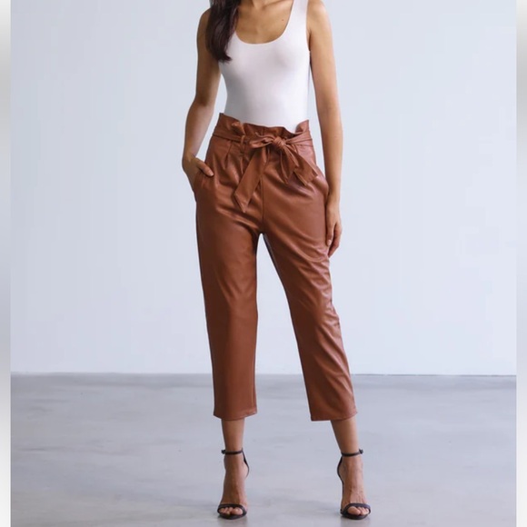 Commando Paperbag Faux Leather Pant in Cocoa - Picture 1 of 12